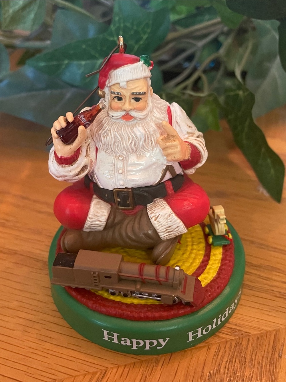 Coca Cola 1990 Trim A Tree Collection Santa with Train Christmas Ornament